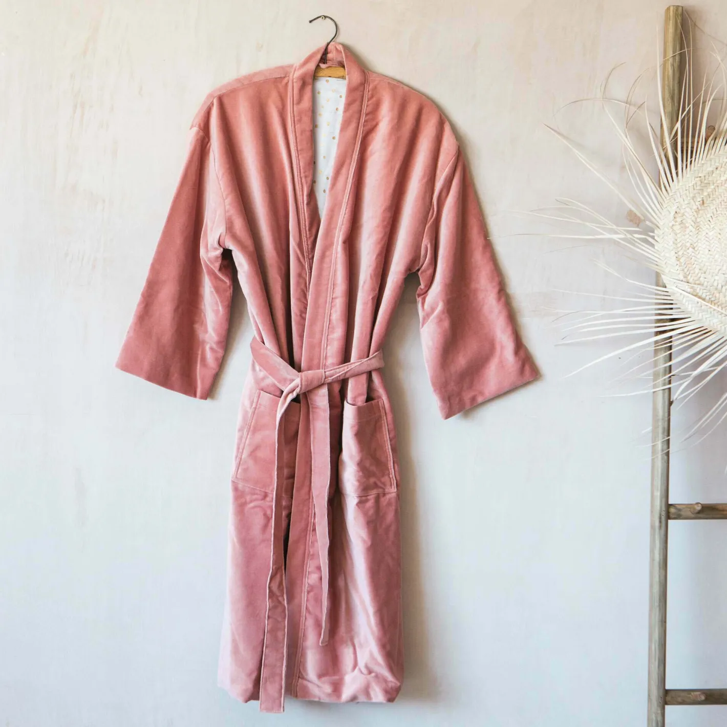 Graham & Green Loungewear<Rose Velvet Kimono Dressing Gown - Large/Extra Large