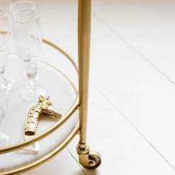 Graham & Green Drinks Trolleys & Bars<Round Drinks Trolley with Marble Shelves