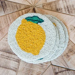 Graham & Green Outdoor Dining|Placemats, Coasters & Trays<Set of Four Beaded Lemon Coasters