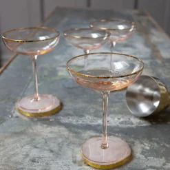 Graham & Green Glassware<Set of Four Gold Rimmed Cocktail Glasses