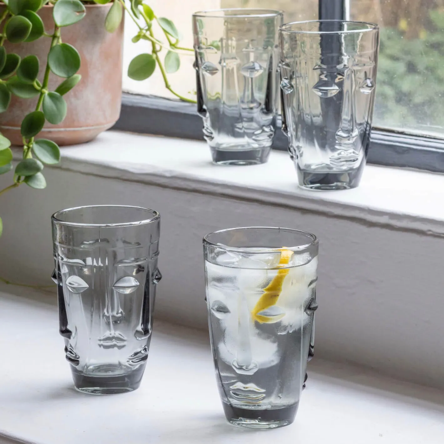 Graham & Green Outdoor Dining|Glassware<Set of Four Grey Face Tumblers