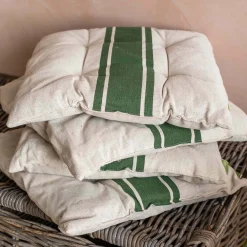 Graham & Green Seat Pads & Bed Rolls|Seat Pads & Bed Rolls<Set of Four Olive Stripe Seat Pads