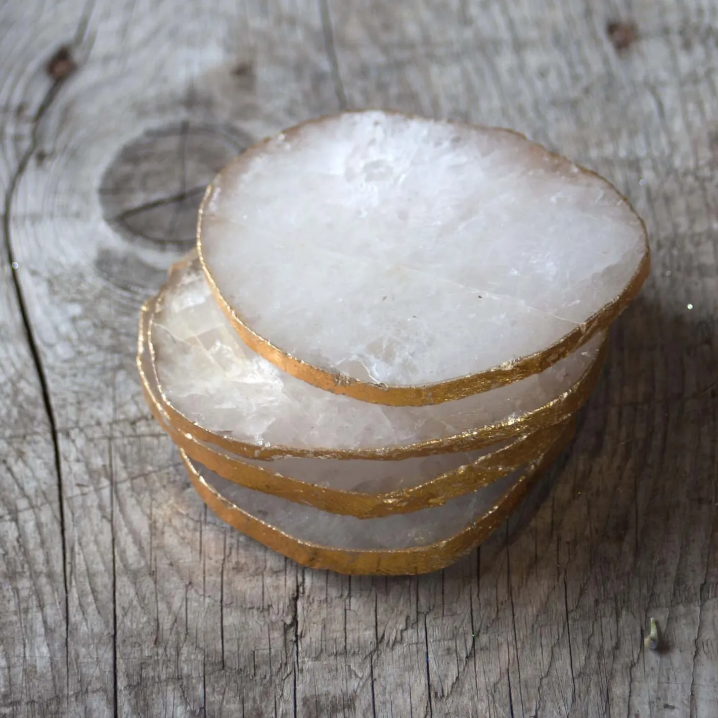 Graham & Green Barware|Placemats, Coasters & Trays<Set of Four Quartz and Gold Coasters