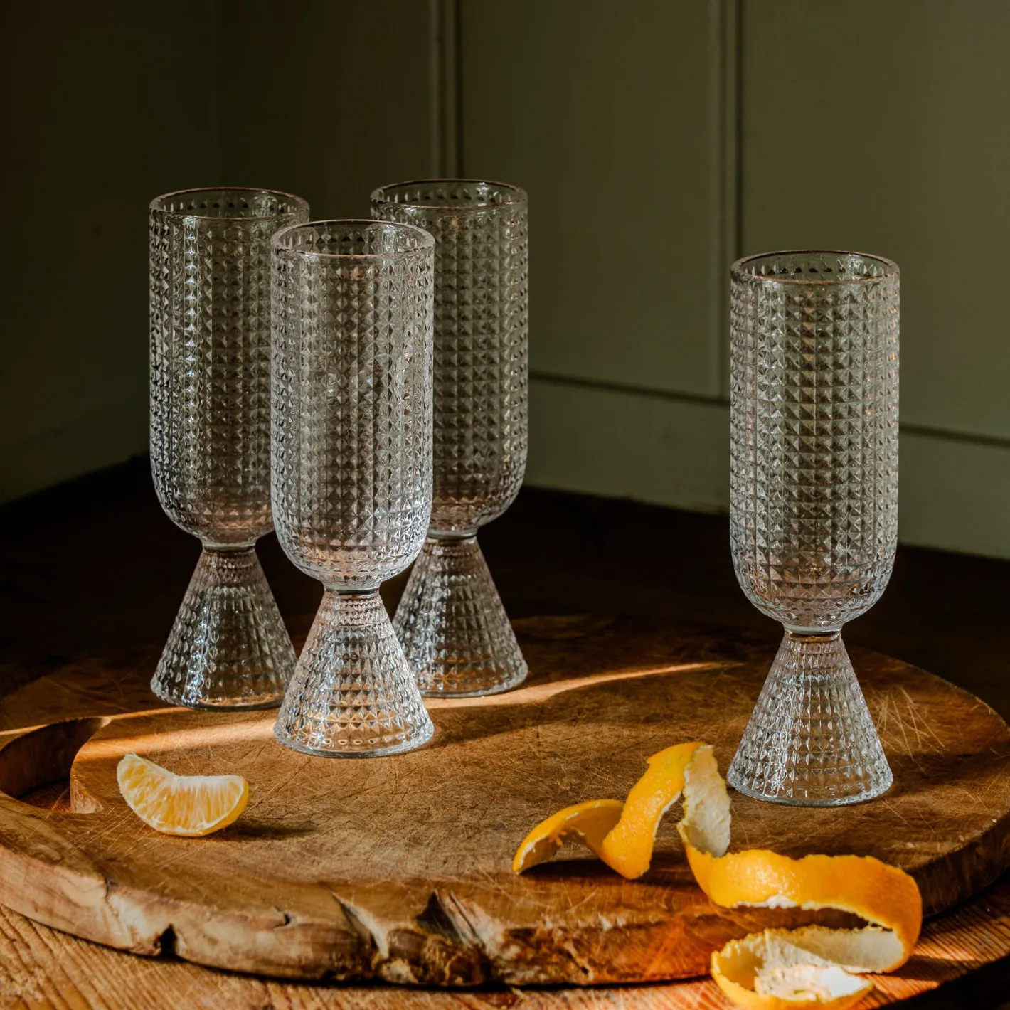 Graham & Green Glassware<Set of Four Rooftop Clear Glass Champagne Flutes