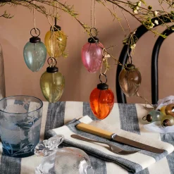 Graham & Green Decorative Accessories<Set of Six Multi-Colour Glass Hanging Decorations