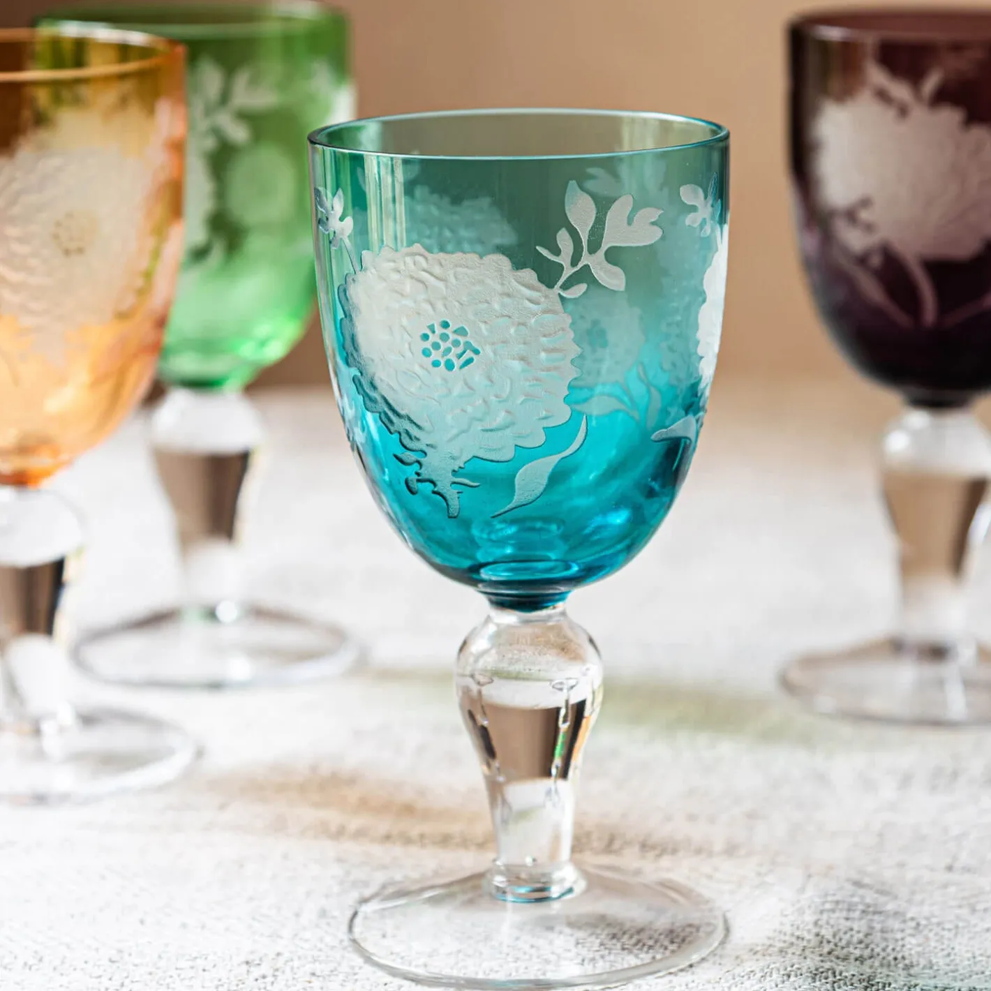 Graham & Green Glassware<Set of Six Peony Wine Glasses