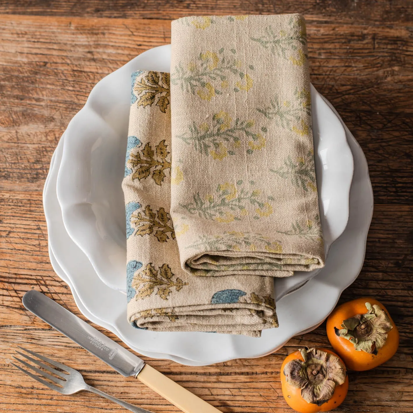 Graham & Green Table Cloths & Napkins|Table Cloths & Napkins<Set of Two Amelia and Asta Block Printed Napkins
