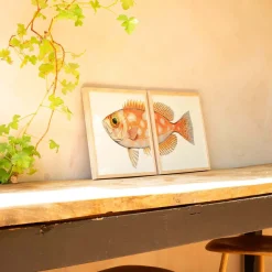 Graham & Green Prints & Wall Art<Set of Two Blotched Bigeye Print with Oak Frames