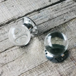 Graham & Green Knobs & Handles<Set of Two Clear Glass and Chrome Globe Door Knobs