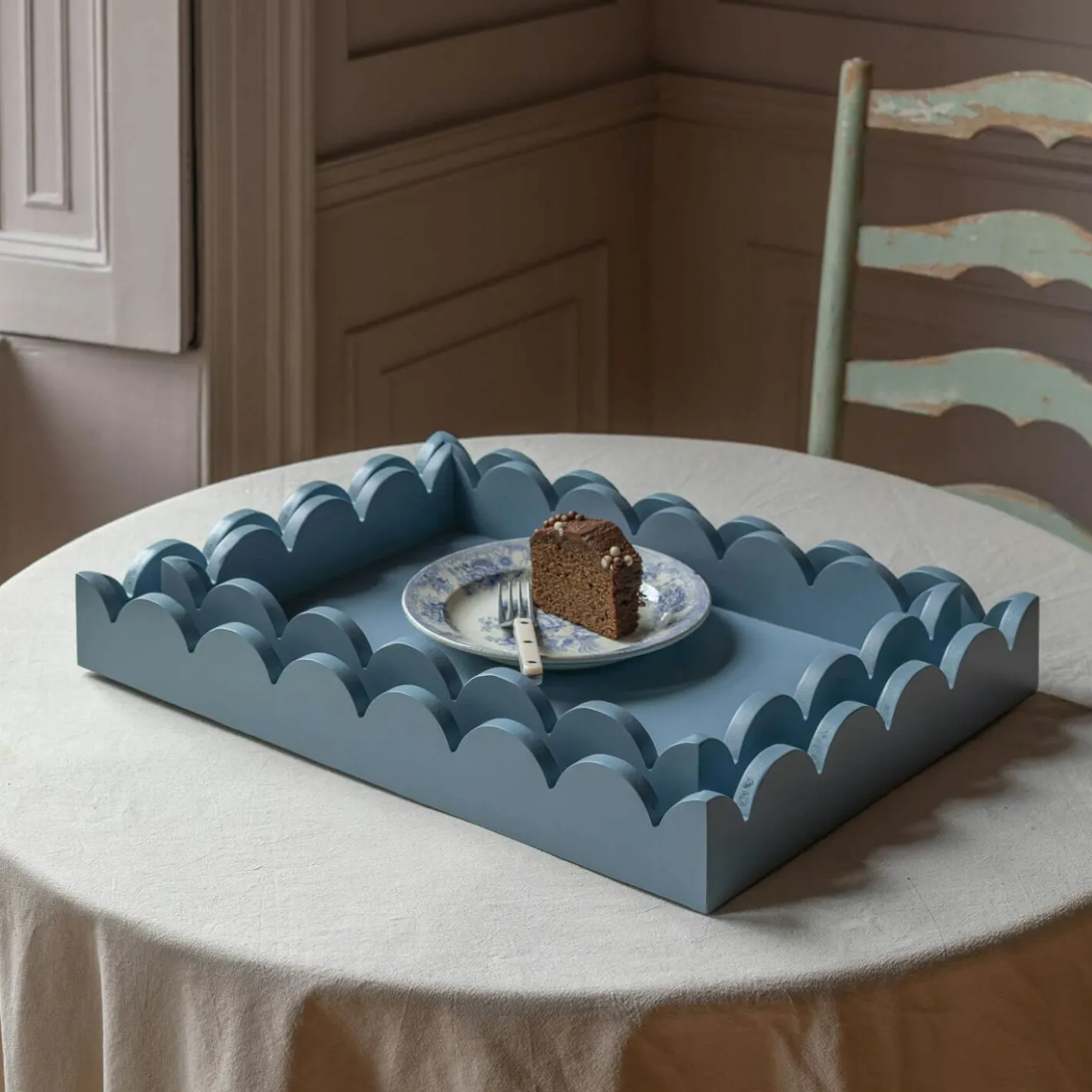Graham & Green Outdoor Dining|Placemats, Coasters & Trays<Set of Two Grey Scallop Trays
