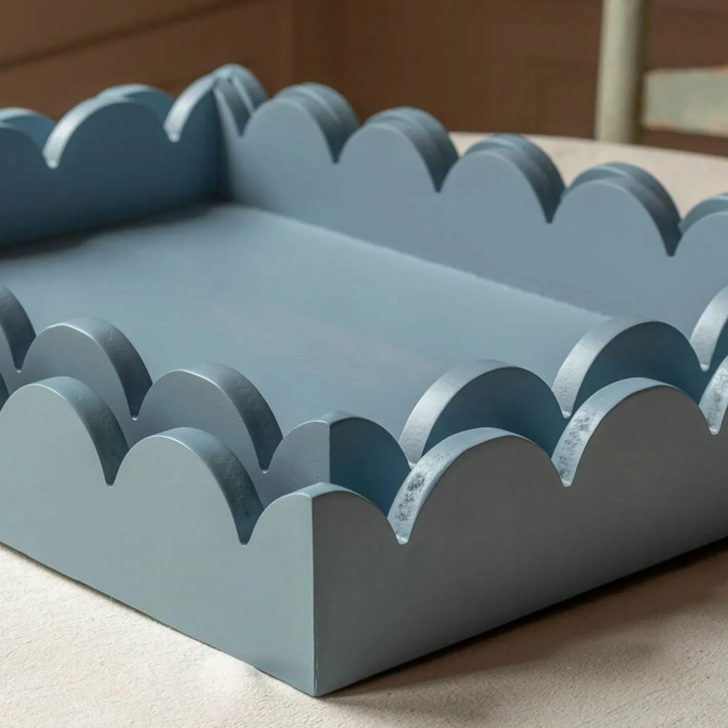 Graham & Green Outdoor Dining|Placemats, Coasters & Trays<Set of Two Grey Scallop Trays