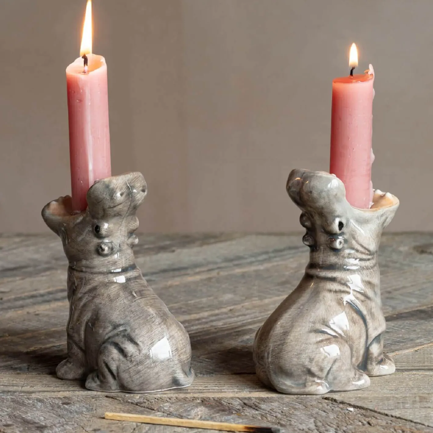 Graham & Green Candle Holders & Candles<Set of Two Hippo Candle Holders