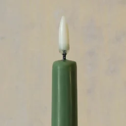 Graham & Green Led Candles|Led Candles<Set of Two LED Taper Candles Olive Green