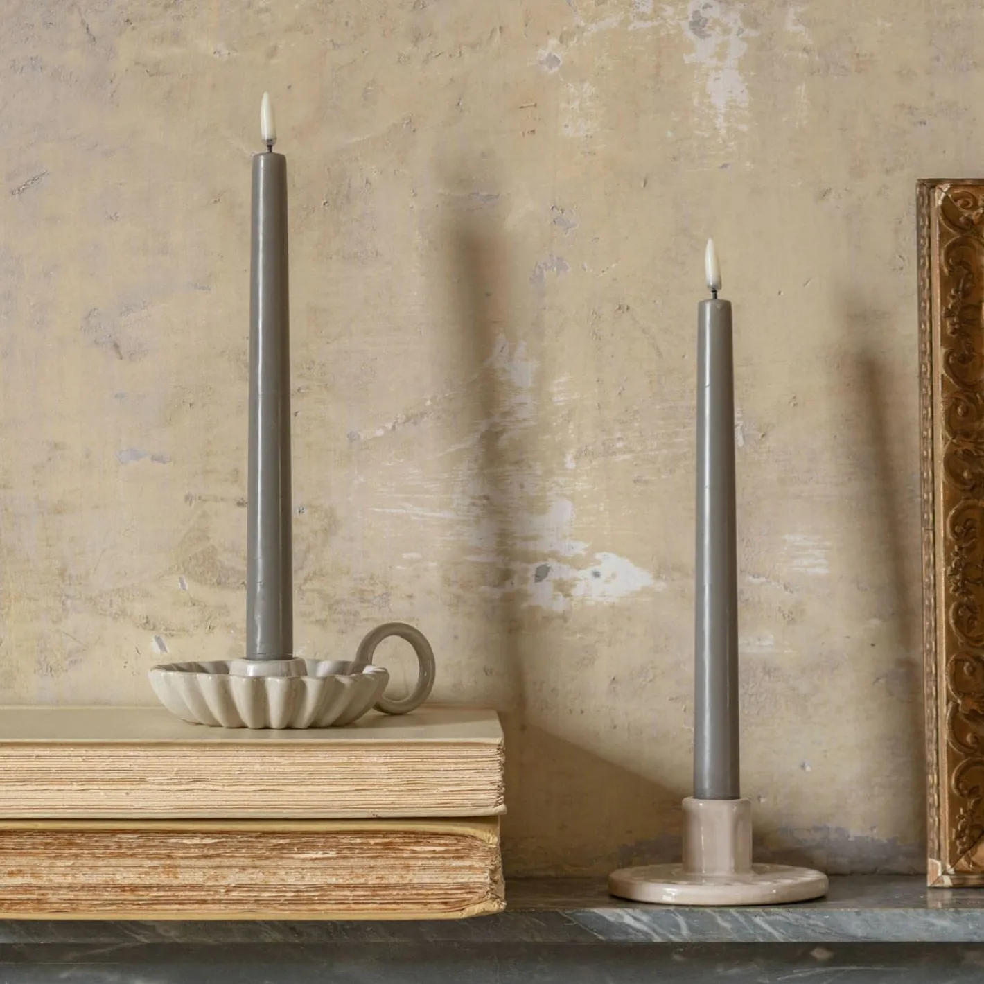 Graham & Green Led Candles|Led Candles<Set of Two LED Taper Candles Sandstone