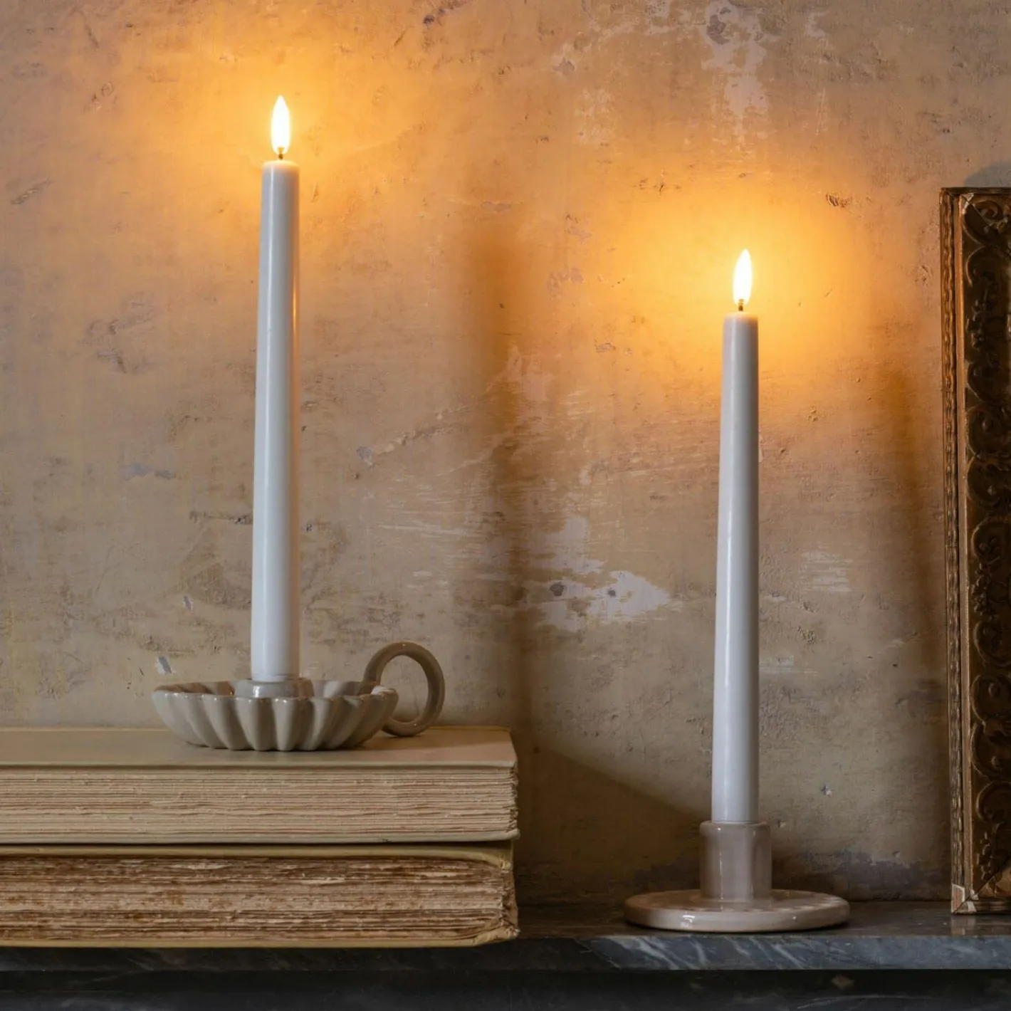 Graham & Green Led Candles|Led Candles<Set of Two LED Taper Candles White