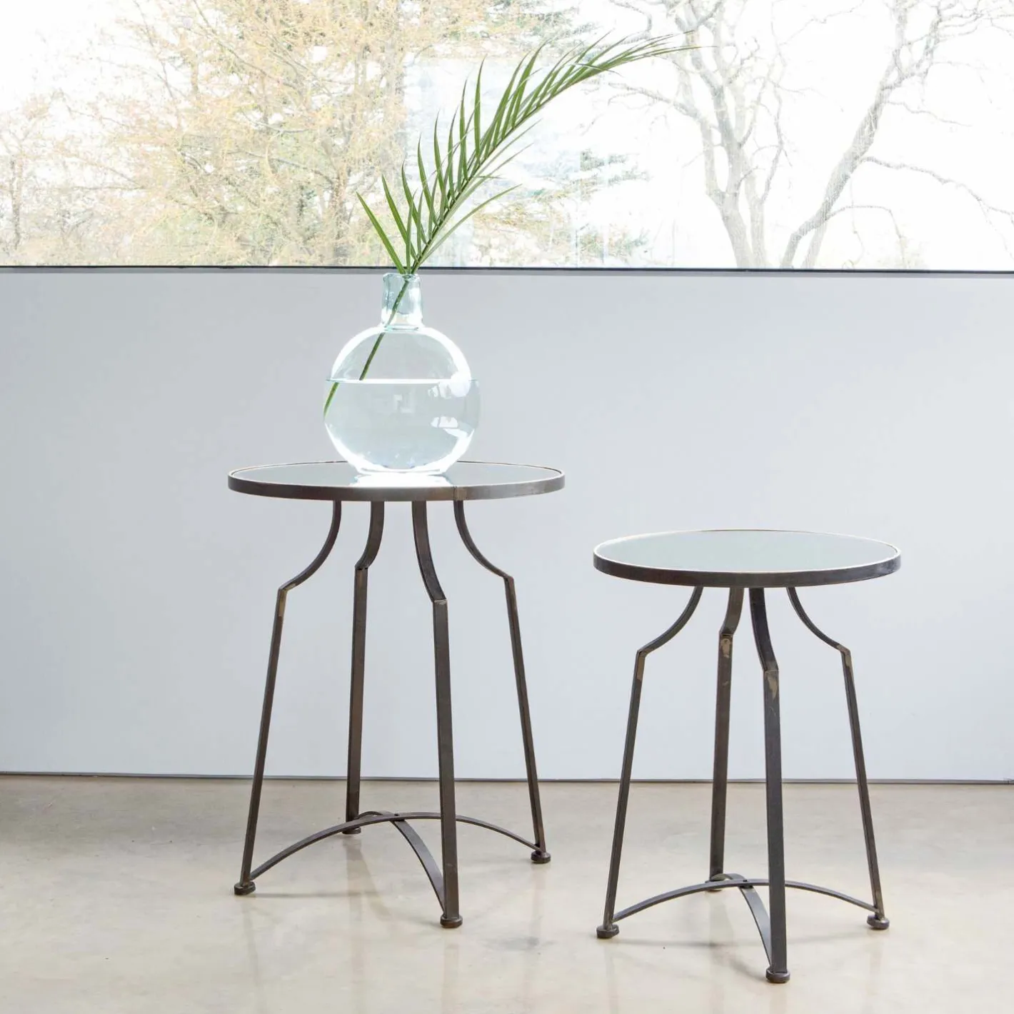 Graham & Green Side Tables<Set of Two Mirrored Top Side Tables