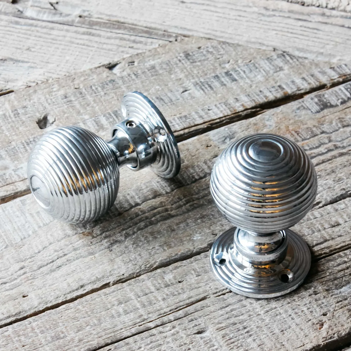 Graham & Green Knobs & Handles<Set of Two Round Chrome Spiral Door Knobs