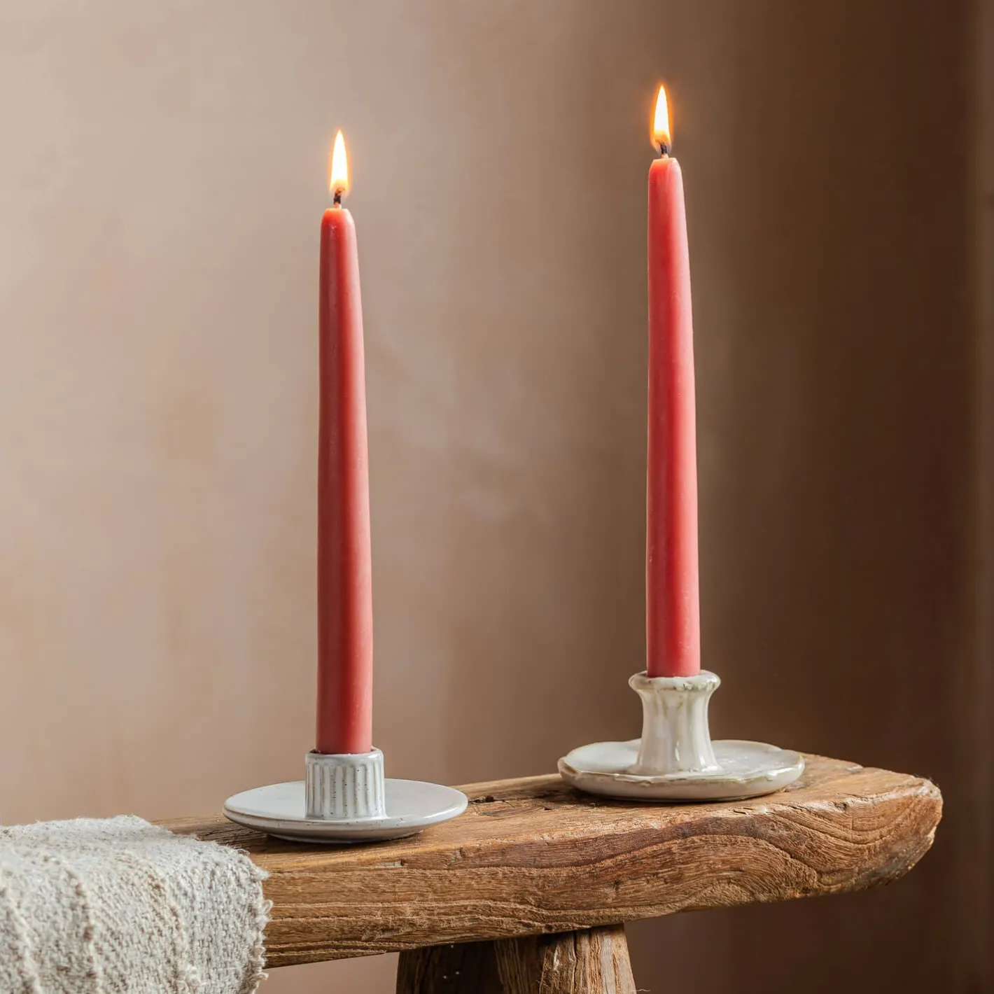 Graham & Green Candle Holders & Candles<Set of Two Salmon Pink Beeswax Dinner Candles