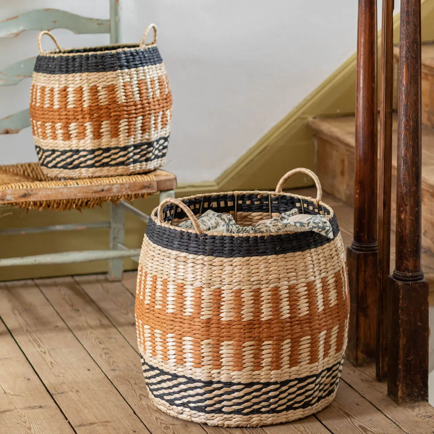 Graham & Green Laundry Baskets<Set of Two Terracotta and Natural Baskets