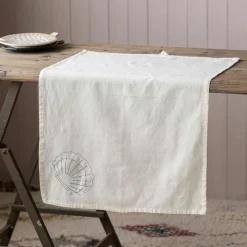 Graham & Green Kitchen Textiles<Shell Embroidered Cotton Tea Towel