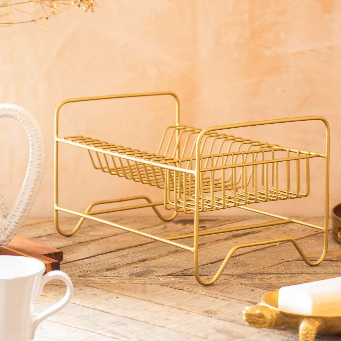 Graham & Green Kitchen Accessories<Short Gold Dish Rack