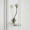 Graham & Green Coat Racks & Hooks<Silver Coat Hook With White Ceramic Knobs