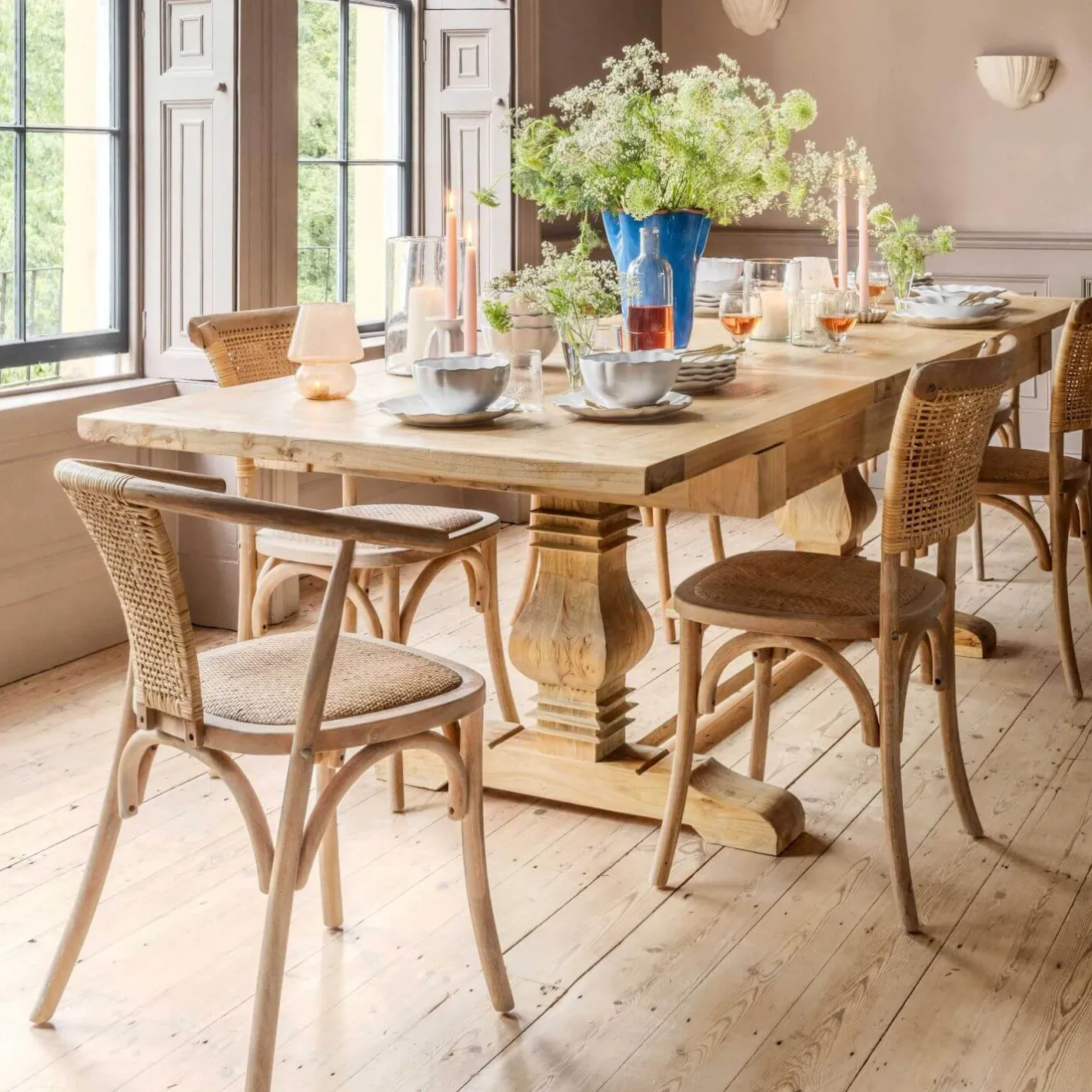 Graham & Green Dining Tables<Single Column Reclaimed Elm 12 Seater Extendable Table