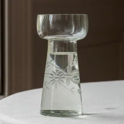 Graham & Green Vases & Plant Pots<Small Etched Floral Clear Glass Vase