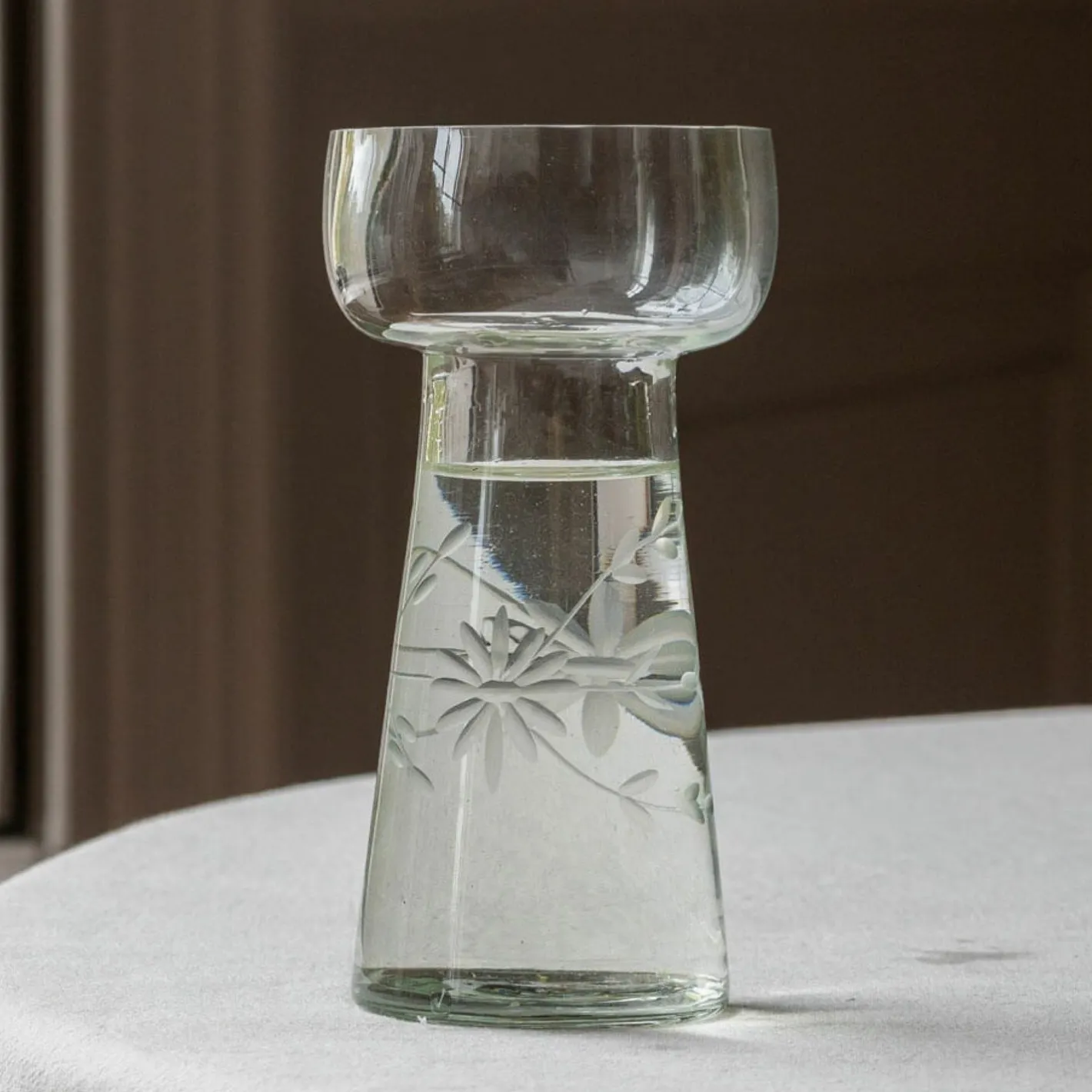 Graham & Green Vases & Plant Pots<Small Etched Floral Clear Glass Vase