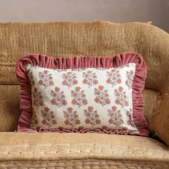 Graham & Green Sofa Cushions|Cushions<Small Rectangular Velvet Frill Block Printed Cushions