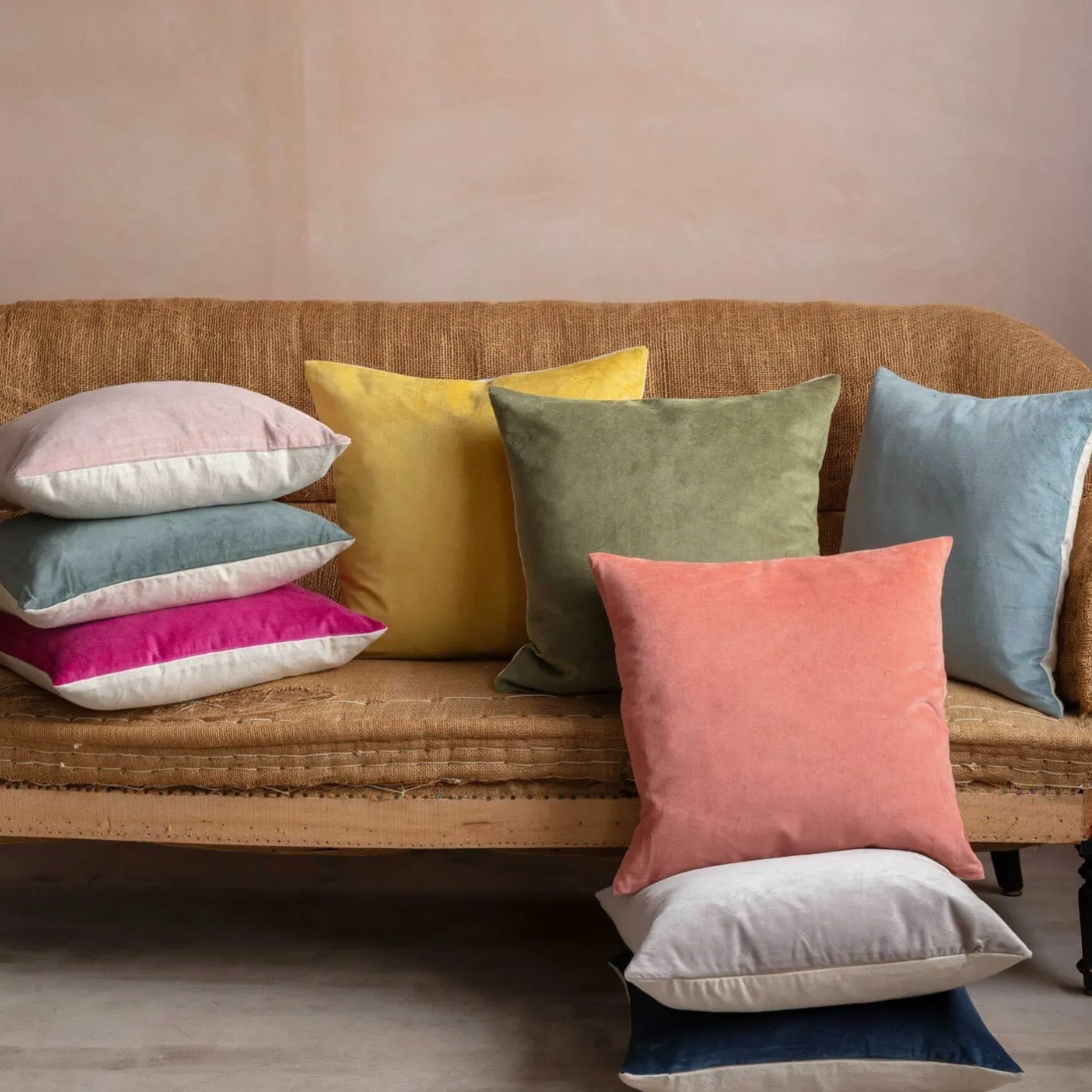 Graham & Green Sofa Cushions|Cushions<Small Velvet and Linen Backed Cushions