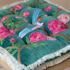 Graham & Green Seat Pads & Bed Rolls|Seat Pads & Bed Rolls<Songbird Jade Green Velvet Seat Pad