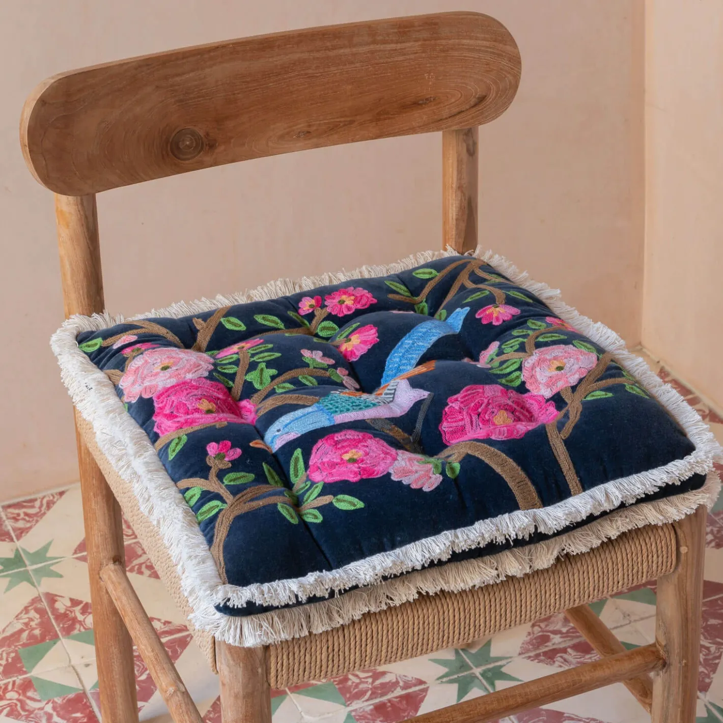 Graham & Green Seat Pads & Bed Rolls|Seat Pads & Bed Rolls<Songbird Navy Velvet Seat Pad