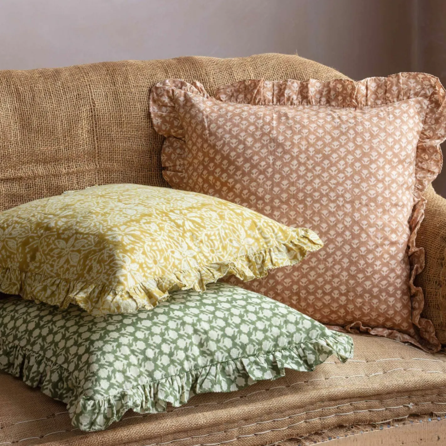 Graham & Green Sofa Cushions|Cushions<Square Floral Block Printed Cushions