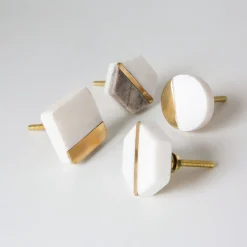 Graham & Green Knobs & Handles<Square Marble and Brass Knob