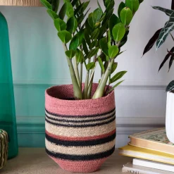 Graham & Green Vases & Plant Pots|Household Storage<Striped Pink and Black Basket
