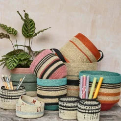 Graham & Green Laundry Baskets<Striped Red Basket