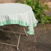 Graham & Green Table Cloths & Napkins|Table Cloths & Napkins<Sundae Green and Pink Block Printed Frill Table Cloths