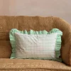 Graham & Green Sofa Cushions|Cushions<Sundae Green & Pink Frill Rectangular Cushion
