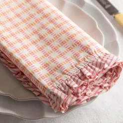 Graham & Green Table Cloths & Napkins|Table Cloths & Napkins<Sundae Pink and Orange Frill Napkin