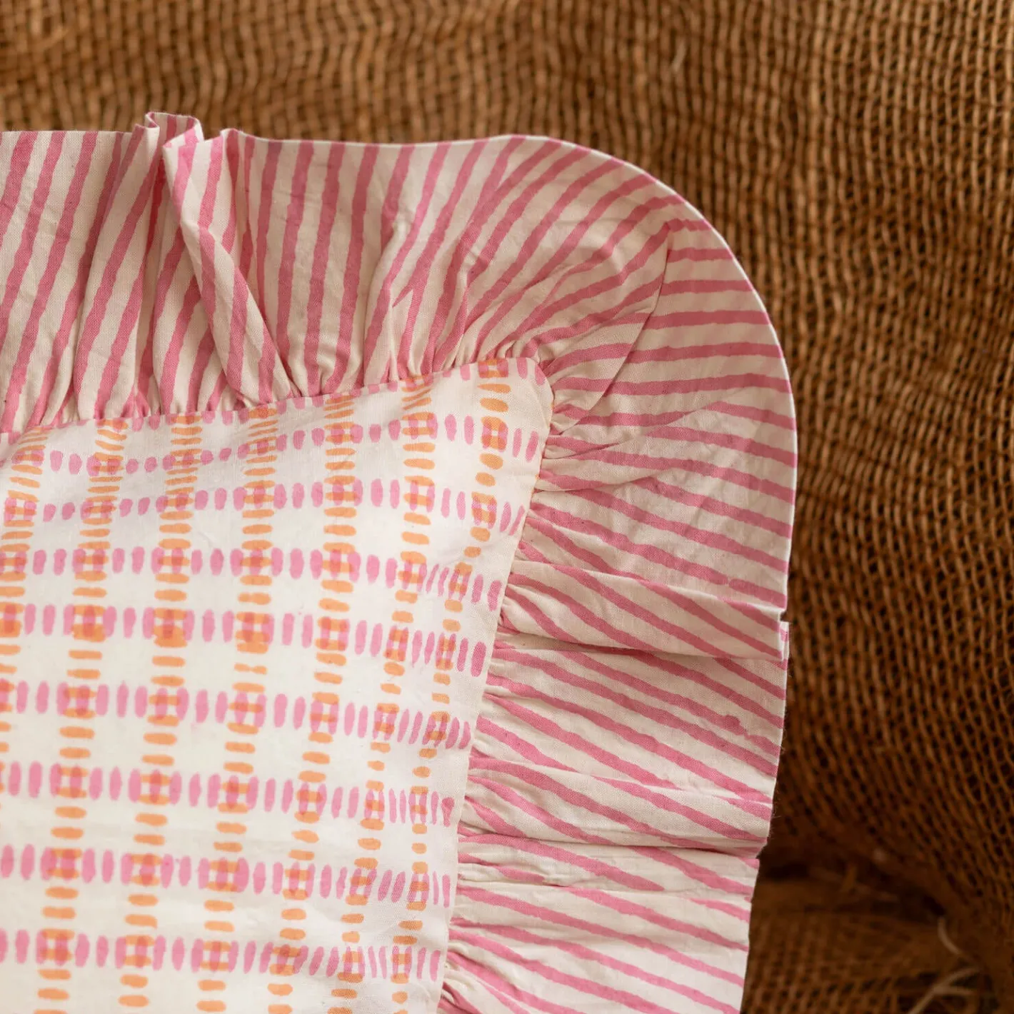 Graham & Green Sofa Cushions|Cushions<Sundae Pink & Orange Frill Square Cushion