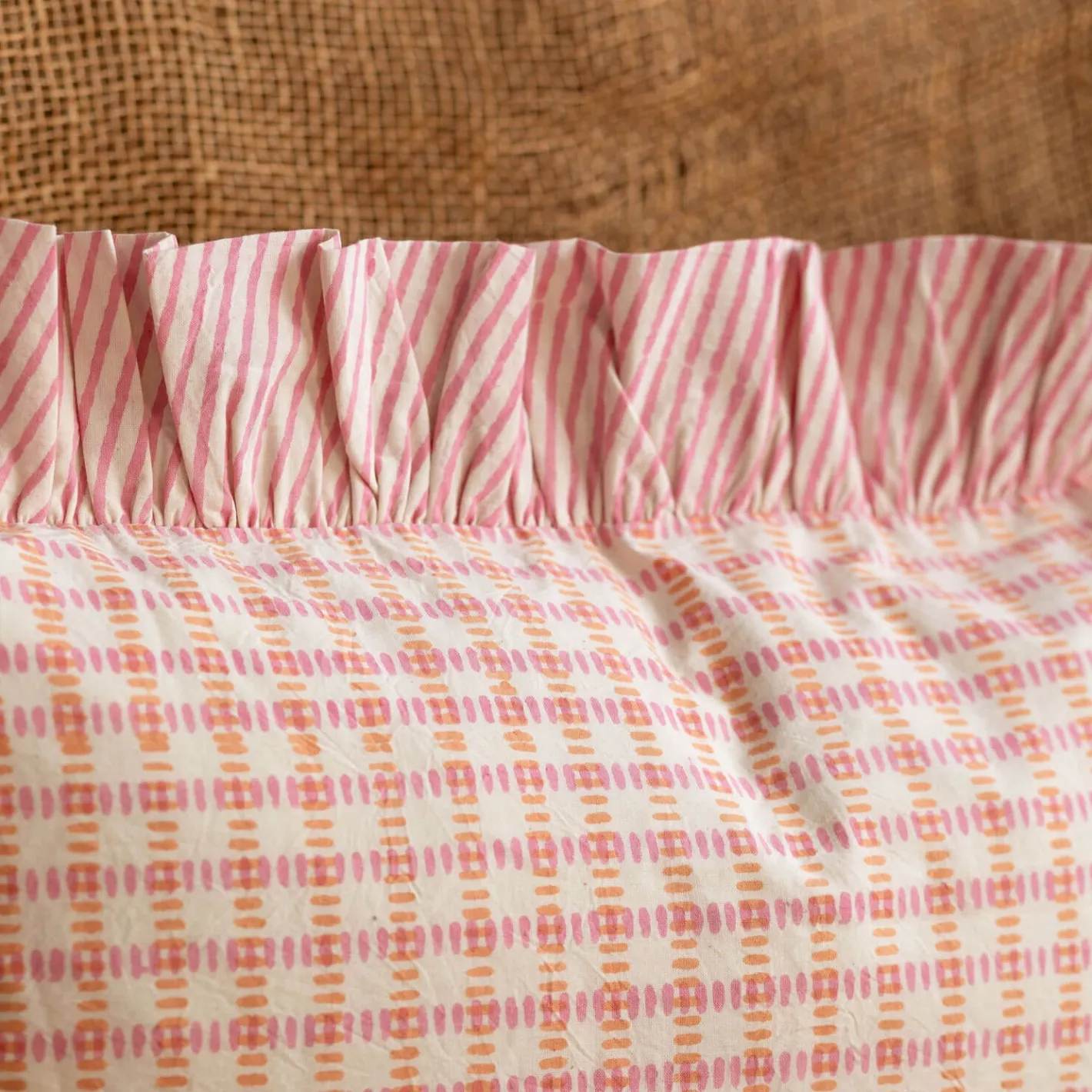 Graham & Green Sofa Cushions|Cushions<Sundae Pink & Orange Frill Square Cushion