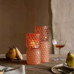 Graham & Green Candle Holders & Candles<Tall Pink Stacked Bubble Tealight Holder