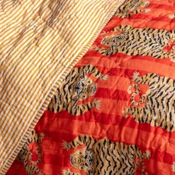 Graham & Green Quilts & Bedding<Tiger and Orange Stripe Reversible King Size Quilt