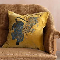 Graham & Green Sofa Cushions|Cushions<Tiger Embroidered Velvet Square Cushions