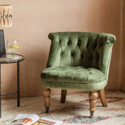 Graham & Green Cocktail Chairs<Trianon Moss Green Velvet Cocktail Chair
