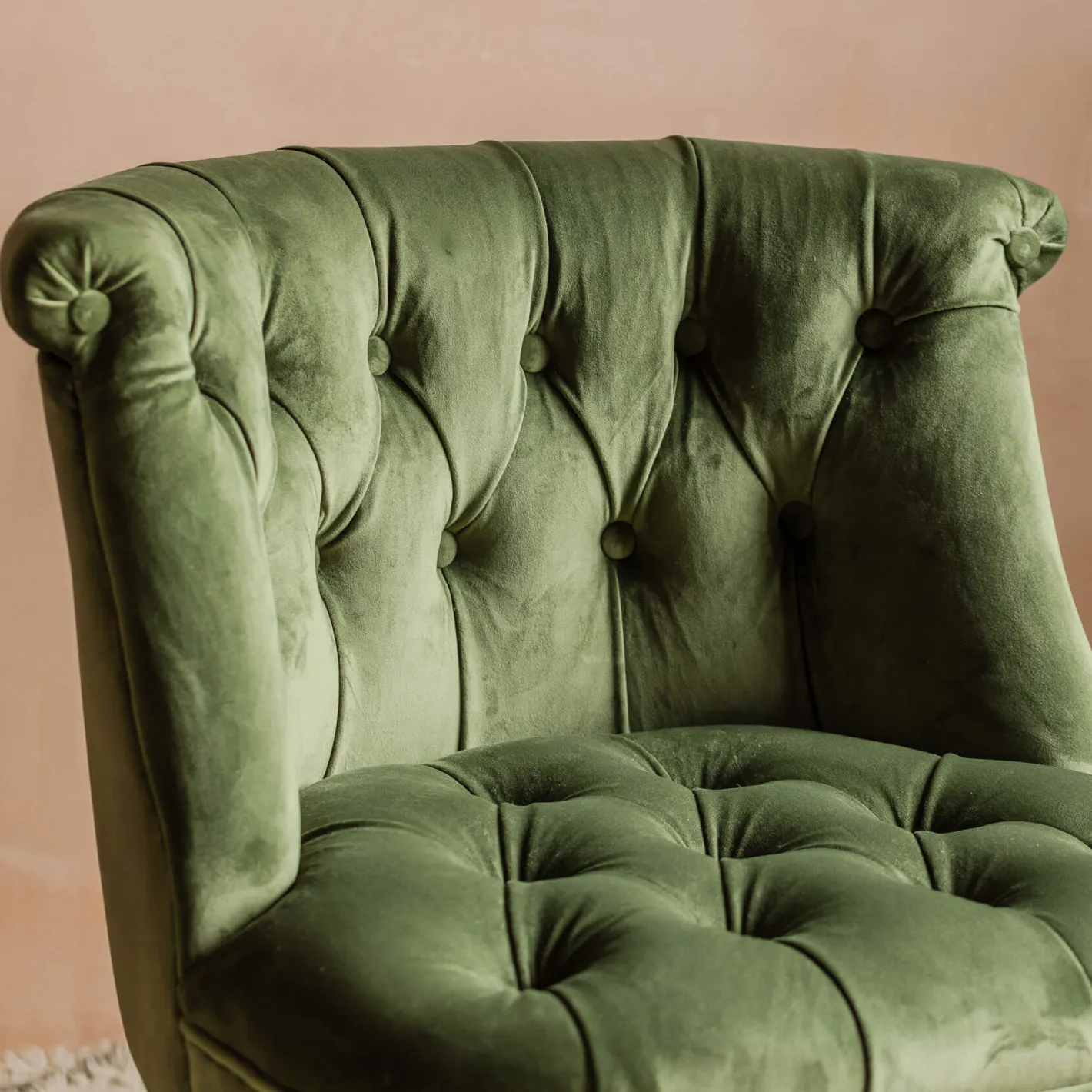 Graham & Green Cocktail Chairs<Trianon Moss Green Velvet Cocktail Chair