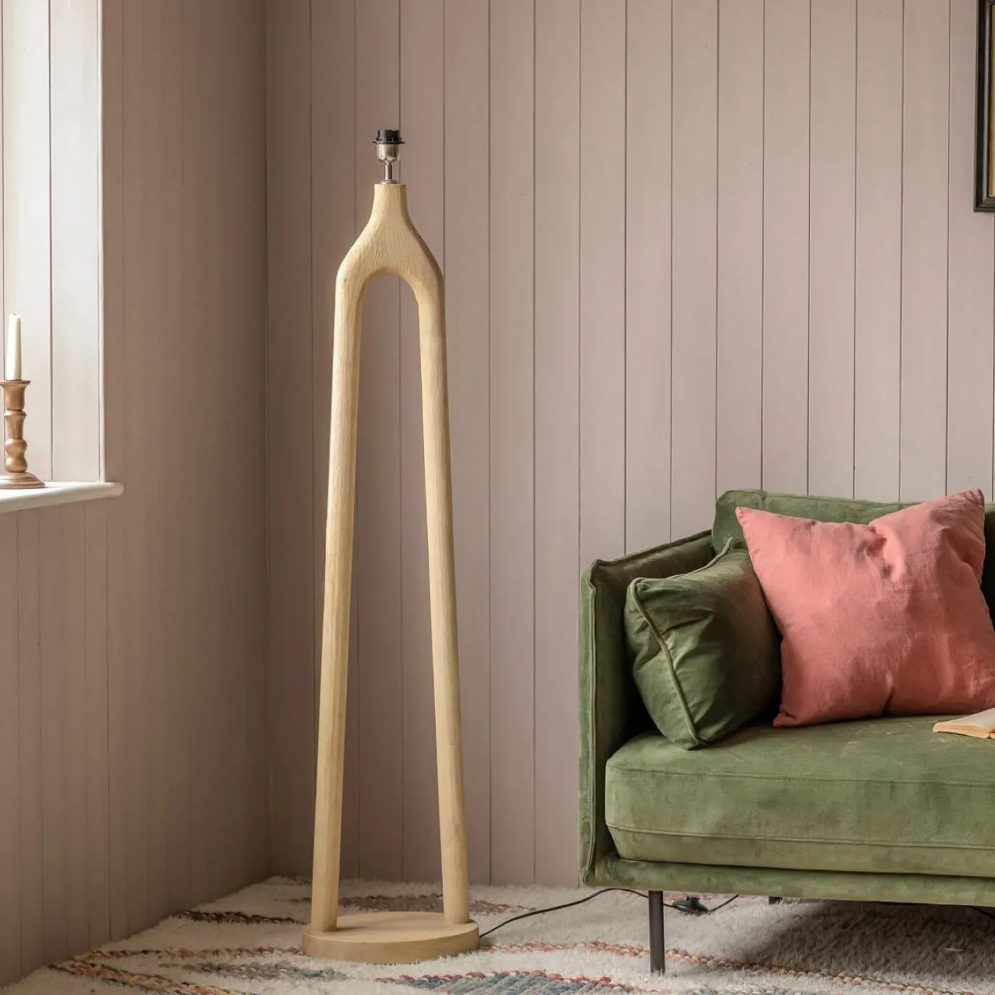 Graham & Green Floor Lamps<Twin Stem Wooden Floor Lamp