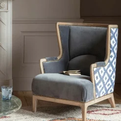 Graham & Green Armchairs<Valentin Blue Ikat Armchair