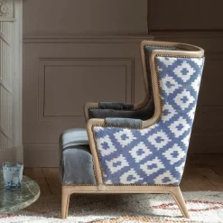 Graham & Green Armchairs<Valentin Blue Ikat Armchair